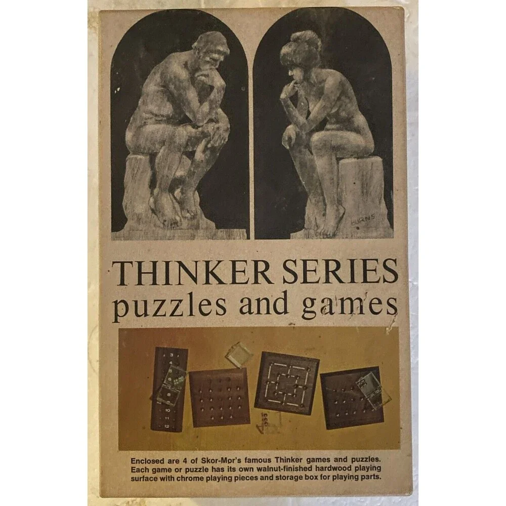 Vintage Thinker Series Puzzles and Games Skor-Mor Walnut Hardwood Chrome Pieces